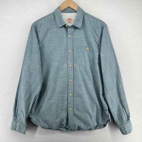 BROOKS BROTHERS Shirt Mens XL Red Fleece Chambray Long Sleeve Button Up Blue - Picture 1 of 16